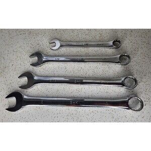 SK Tools USA 4pc SAE Combination Wrench Set Lot 12 Point, 11/16, 7/8, 15/16, 1"